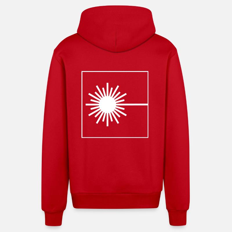 Laser Warnung Schild - Organic Relaxed Kapuzenjacke Made in EU - Rot