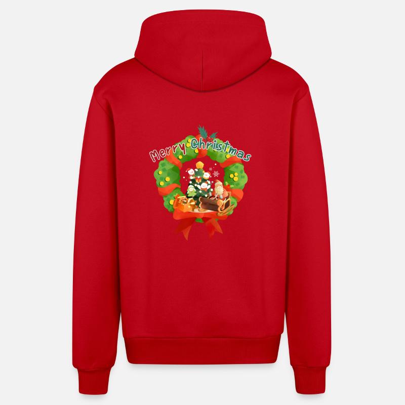 Joyeux Noël1 - Veste à capuche bio décontractée fabriquée en UE - rouge