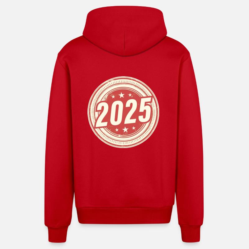 Année 2025 - Veste à capuche bio décontractée fabriquée en UE - rouge