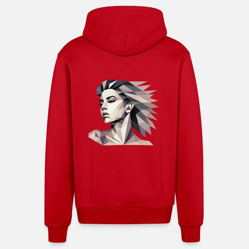 Design "Triangular reflect" - Organic Relaxed Kapuzenjacke Made in EU - Rot