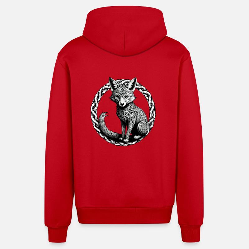 Fuchs mit keltischem Knoten 01 - Organic Relaxed Kapuzenjacke Made in EU - Rot
