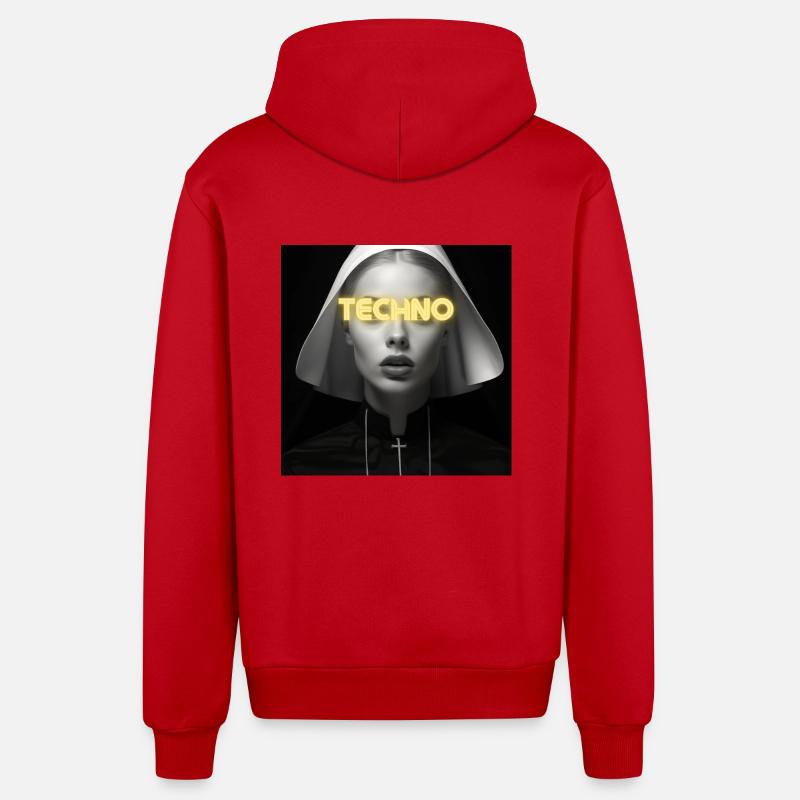 Douce nonne techno - Rave Design - Veste à capuche bio décontractée fabriquée en UE - rouge