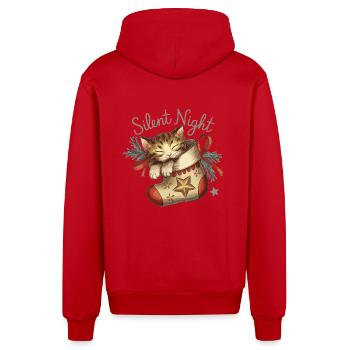 Stille Nacht – Kätzchen im Weihnachtsstrumpf - Organic Relaxed Kapuzenjacke Made in EU - Rot - Hinten
