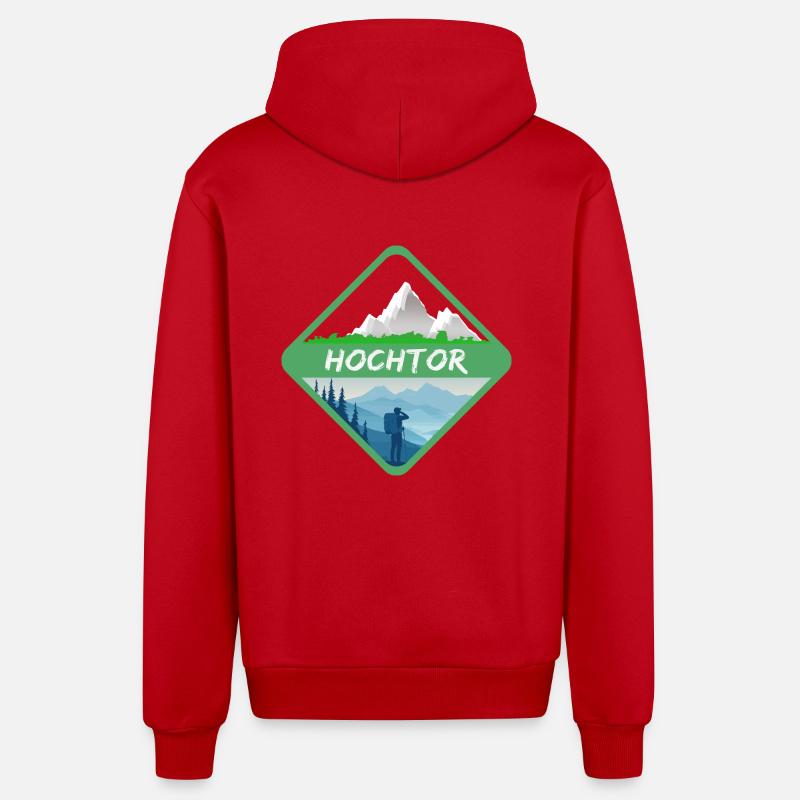 Nature Hochtor - Veste à capuche bio décontractée fabriquée en UE - rouge