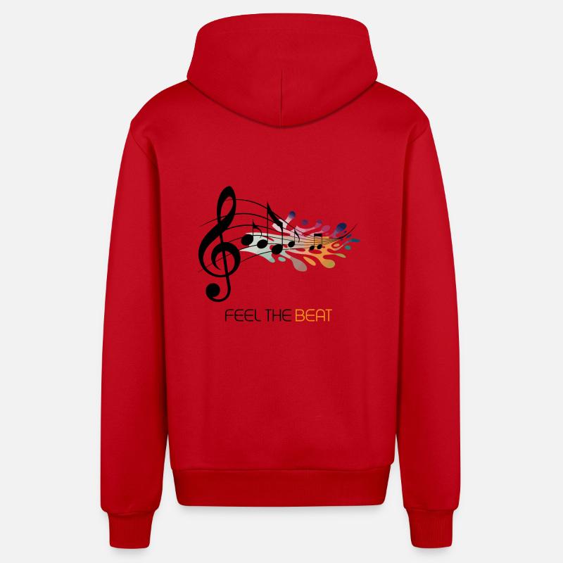 Feel the Beat – Clé abstraite - Veste à capuche bio décontractée fabriquée en UE - rouge