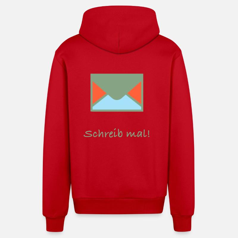 Enveloppe avec le lettrage écrivez ! - Veste à capuche bio décontractée fabriquée en UE - rouge