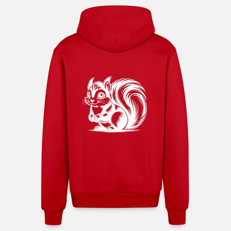 Mignon mignon écureuil Dessin - Veste à capuche bio décontractée fabriquée en UE - rouge