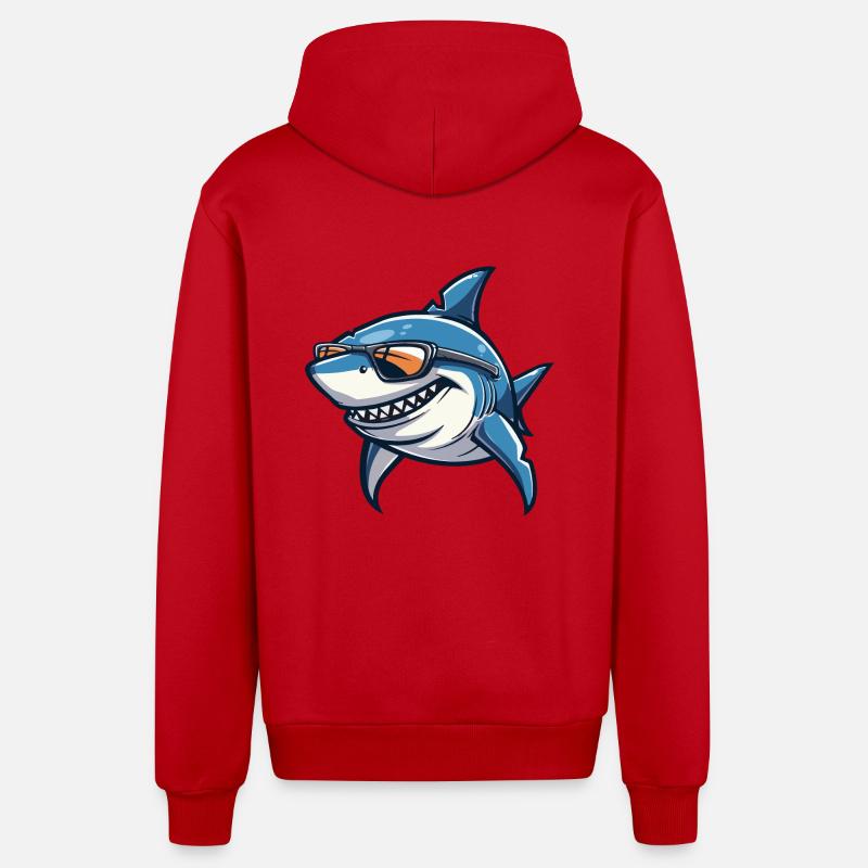 Shark Comic Cool - Organic Relaxed Hooded Jacket Made in EU - red