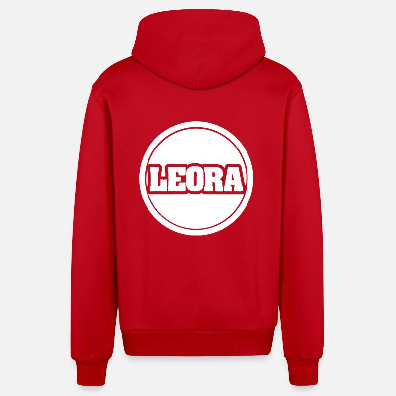Prénom Leora - Veste à capuche bio décontractée fabriquée en UE - rouge