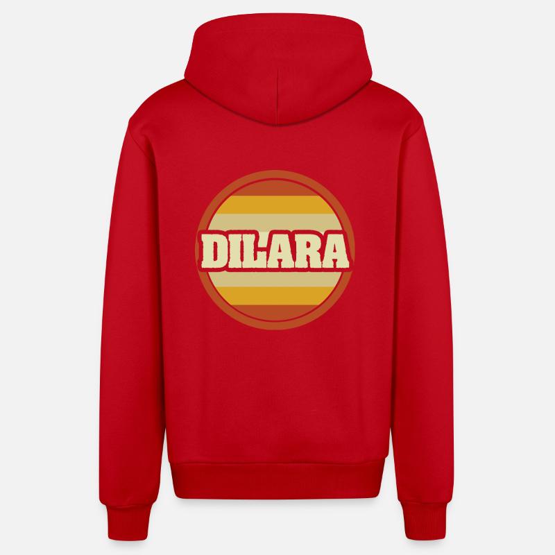 Dilara as a given name - Organic Relaxed Hooded Jacket Made in EU - red
