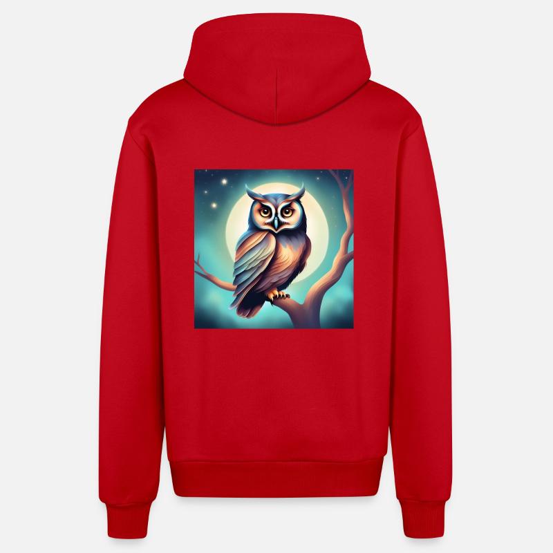 Eule träumerisch Gothic Geschenkidee Nacht - Organic Relaxed Kapuzenjacke Made in EU - Rot