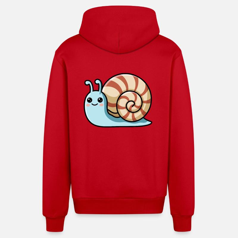 Escargot mignon Kawaii - Veste à capuche bio décontractée fabriquée en UE - rouge