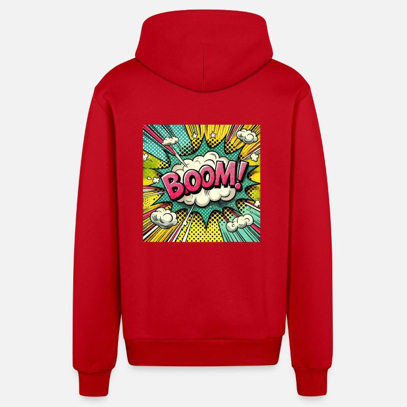 BOOM! - Explosion de bande dessinée - Veste à capuche bio décontractée fabriquée en UE - rouge