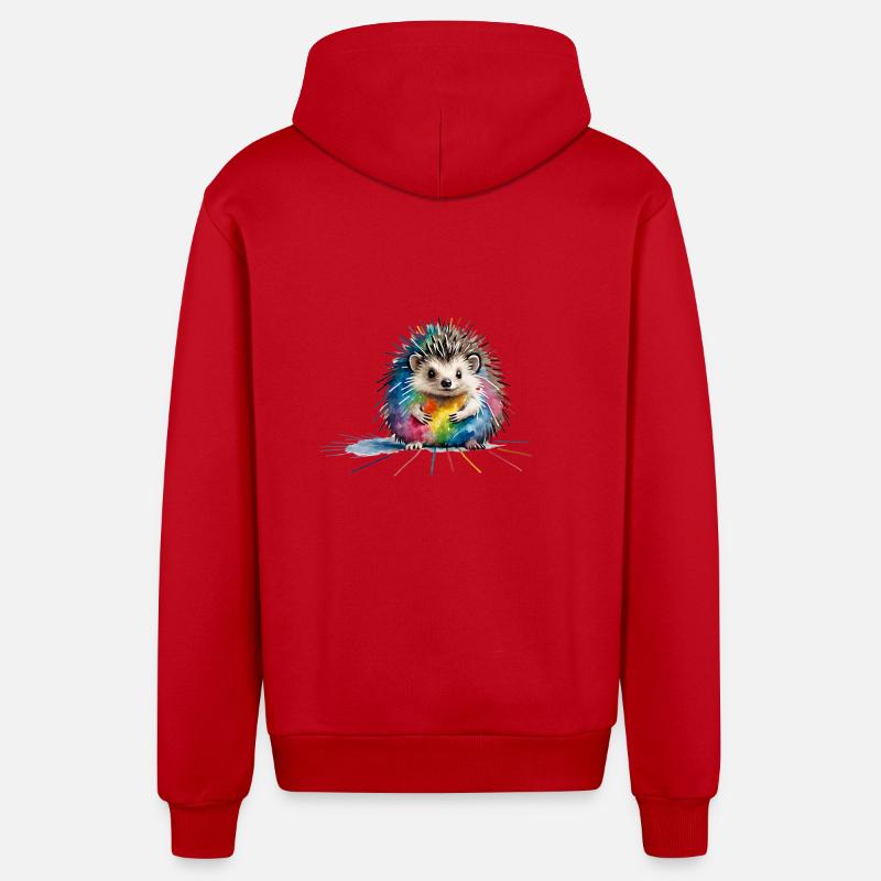 Hérisson - Veste à capuche bio décontractée fabriquée en UE - rouge