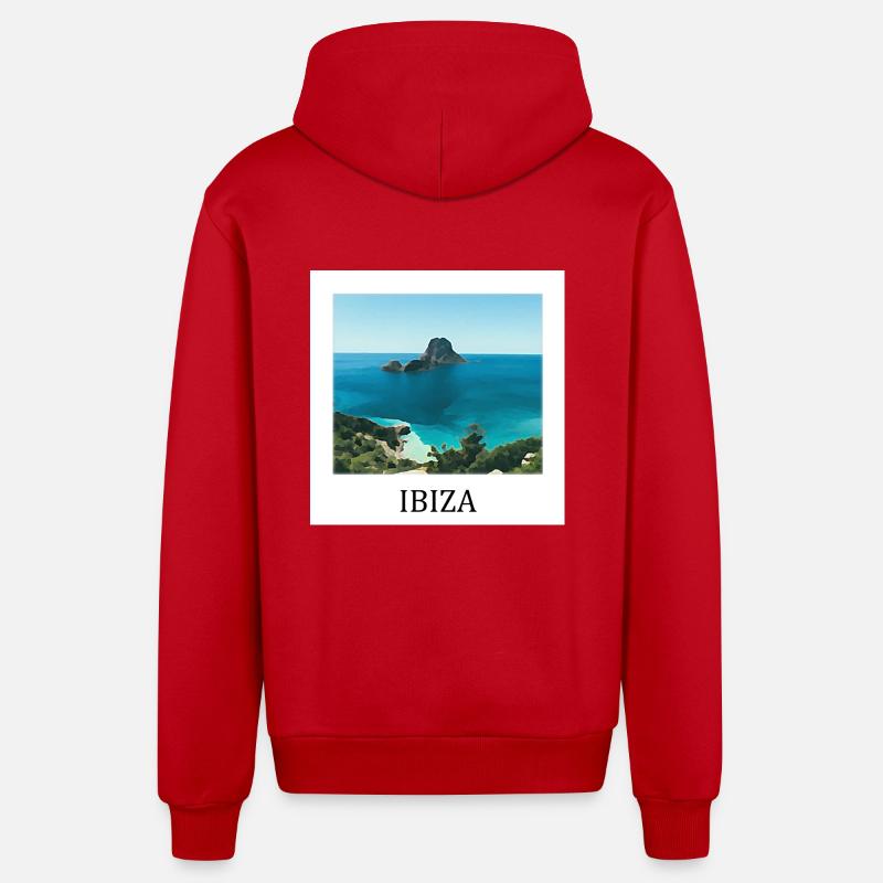 Ibiza - Veste à capuche bio décontractée fabriquée en UE - rouge