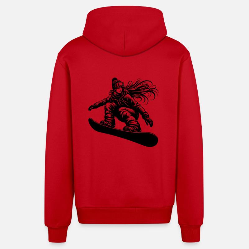 Snowboardeuse Cool Snowboard Design - Veste à capuche bio décontractée fabriquée en UE - rouge