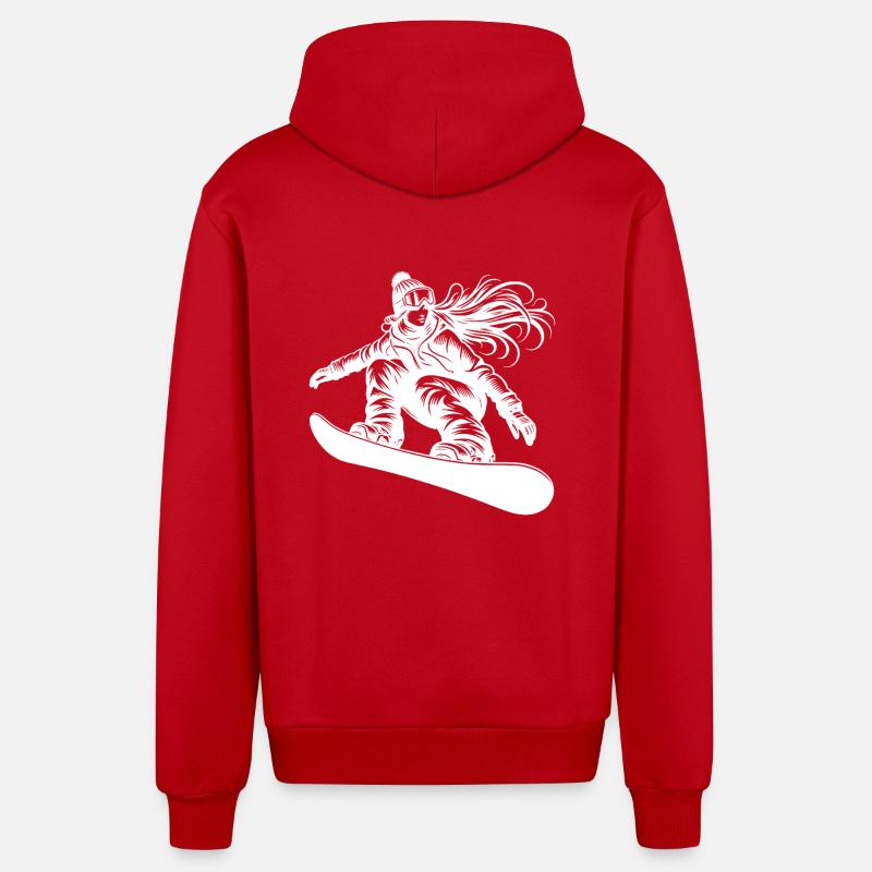 Snowboardeuse Cool Snowboard Design - Veste à capuche bio décontractée fabriquée en UE - rouge