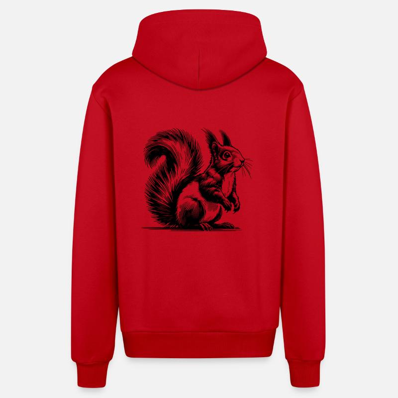 Écureuil Crayon Enfants Dessin - Veste à capuche bio décontractée fabriquée en UE - rouge