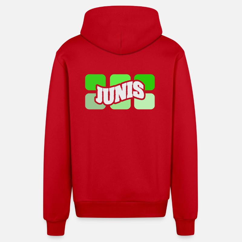 Nom Junis - Veste à capuche bio décontractée fabriquée en UE - rouge