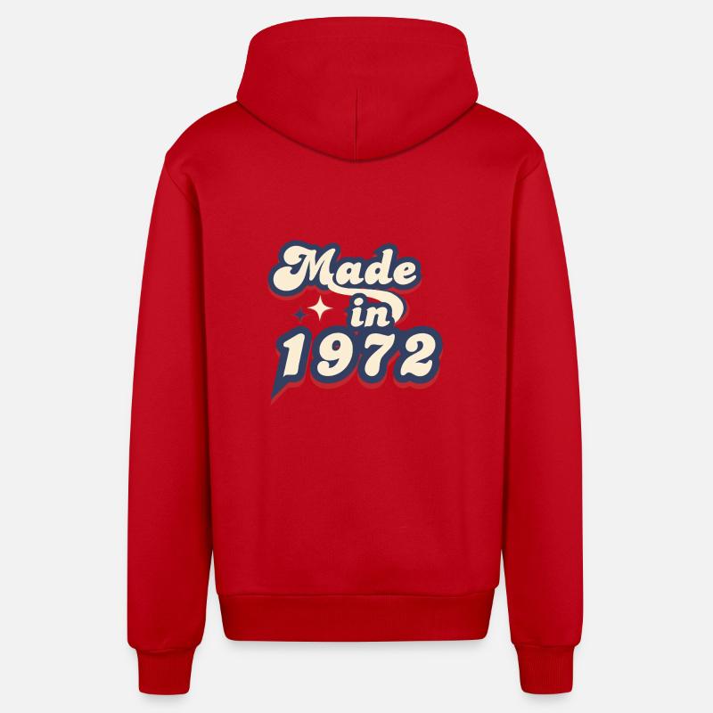 Made in 1972 retro - Veste à capuche bio décontractée fabriquée en UE - rouge