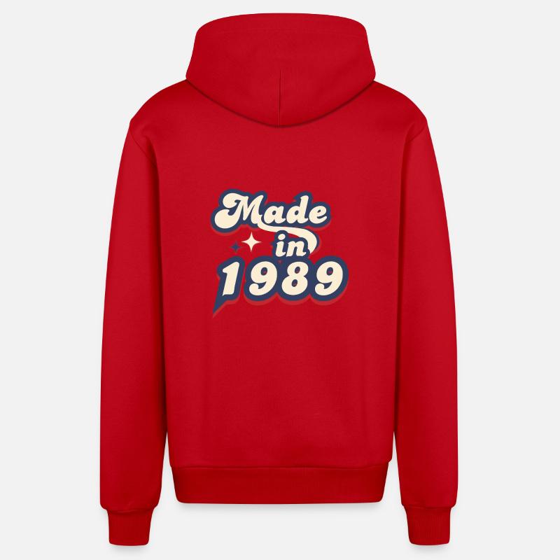 Made in 1989 retro - Veste à capuche bio décontractée fabriquée en UE - rouge
