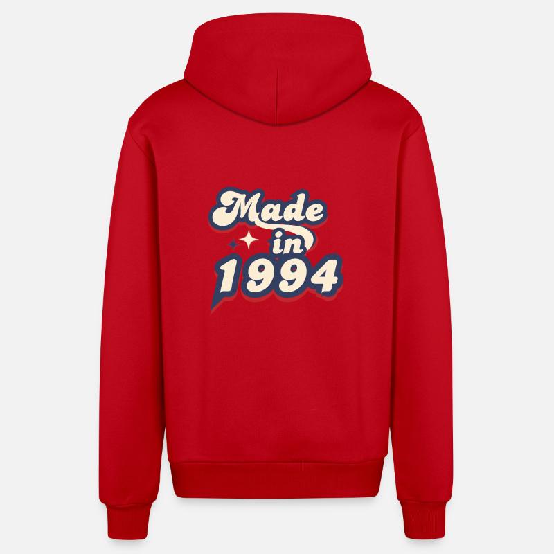 Made in 1994 retro - Veste à capuche bio décontractée fabriquée en UE - rouge