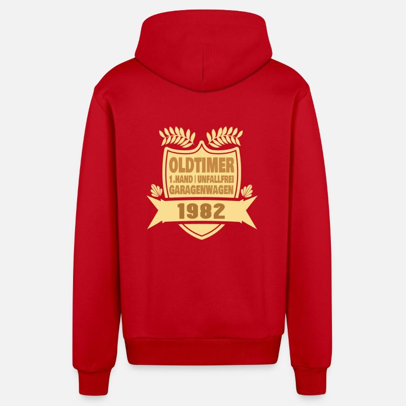 Idée cadeau 1982 - Veste à capuche bio décontractée fabriquée en UE - rouge