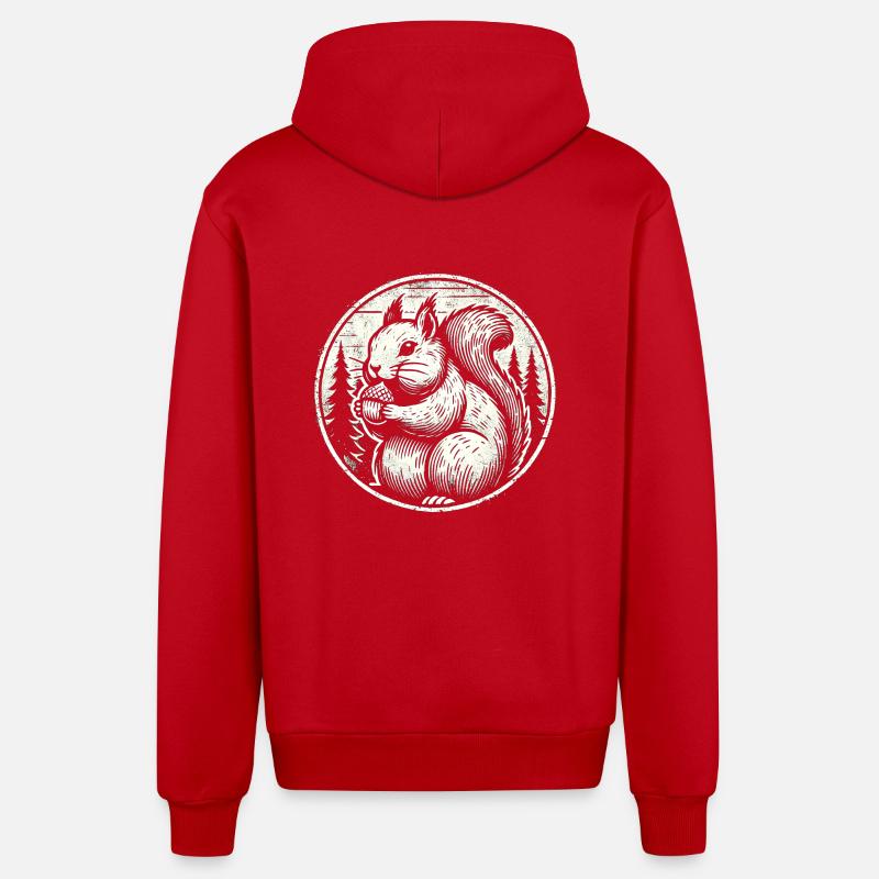 Eichhörnchen - Organic Relaxed Kapuzenjacke Made in EU - Rot
