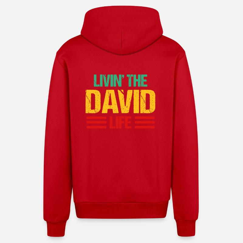 David - Veste à capuche bio décontractée fabriquée en UE - rouge