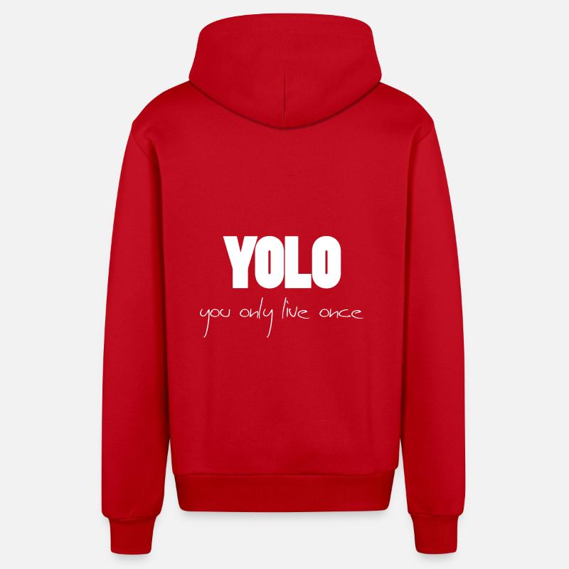 YOLO - blanc -1 - Veste à capuche bio décontractée fabriquée en UE - rouge