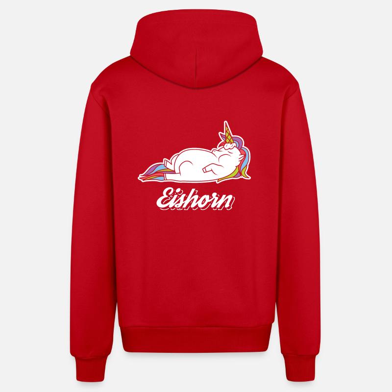 iceHorn - Veste à capuche bio décontractée fabriquée en UE - rouge