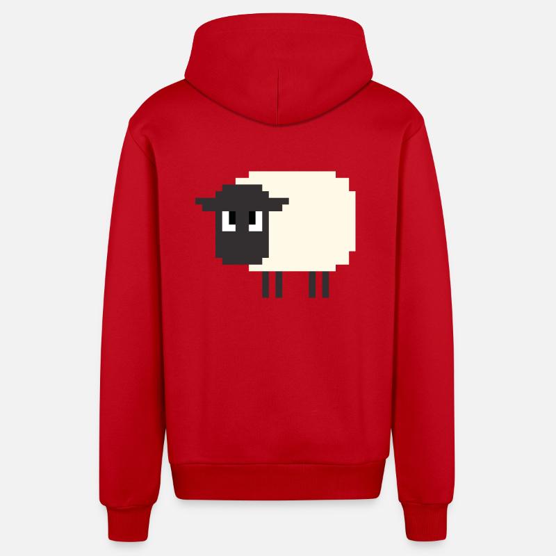 Mouton 8 bits - Veste à capuche bio décontractée fabriquée en UE - rouge