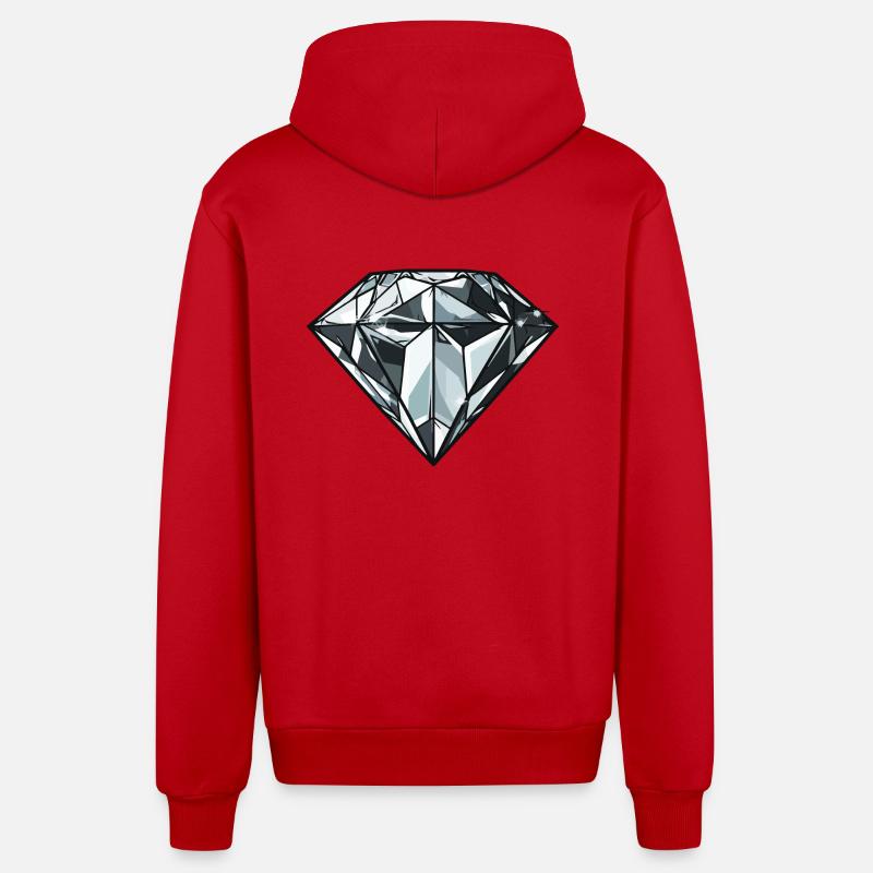 Bijou en diamant - Veste à capuche bio décontractée fabriquée en UE - rouge