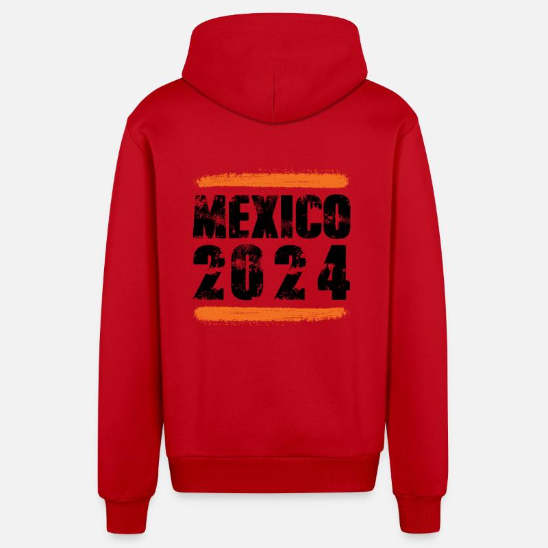 Équipe Mexique 2024 - Veste à capuche bio décontractée fabriquée en UE - rouge