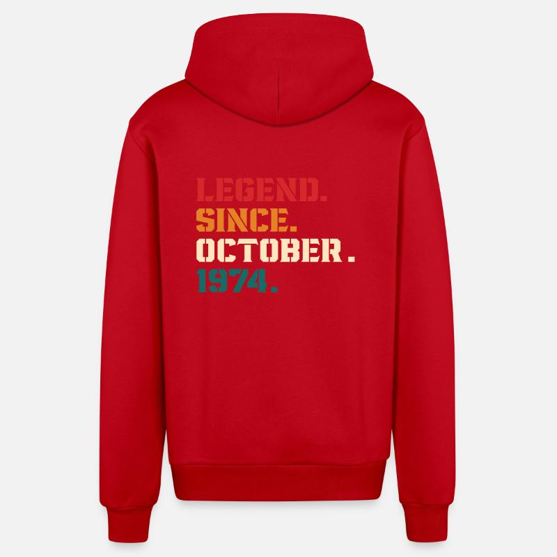 Legend Since October 1974 - Veste à capuche bio décontractée fabriquée en UE - rouge