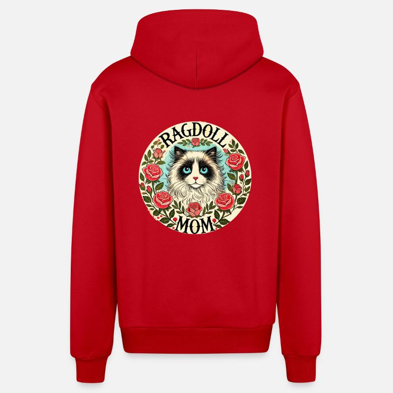 Ragdoll Chat Maman - Veste à capuche bio décontractée fabriquée en UE - rouge