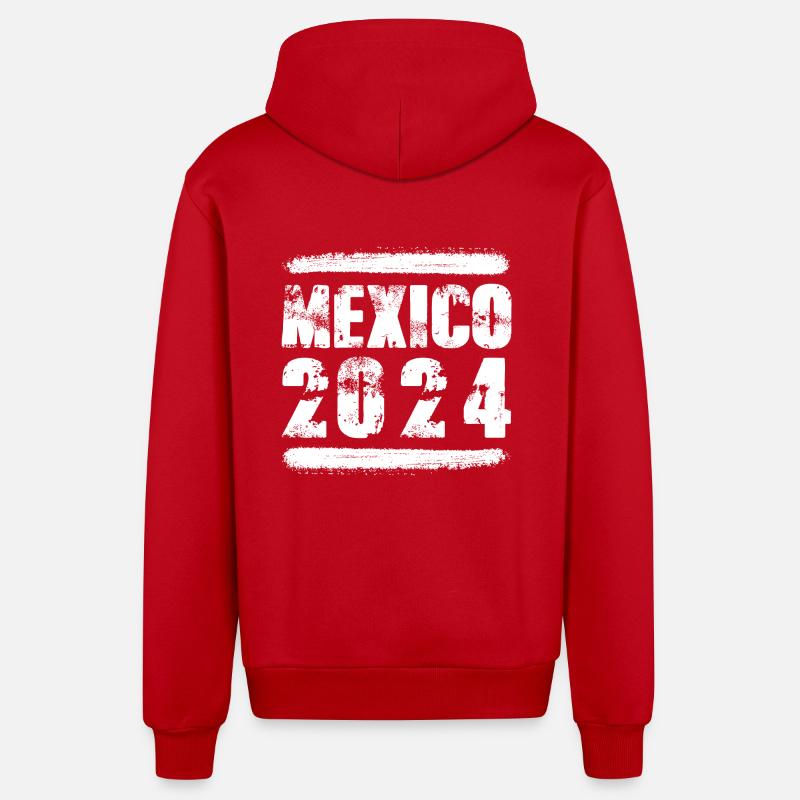 Équipe Mexique 2024 - Veste à capuche bio décontractée fabriquée en UE - rouge