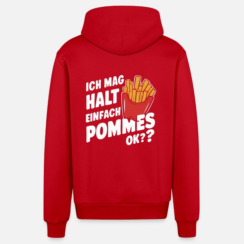 Frites, frites, restauration rapide - Veste à capuche bio décontractée fabriquée en UE - rouge