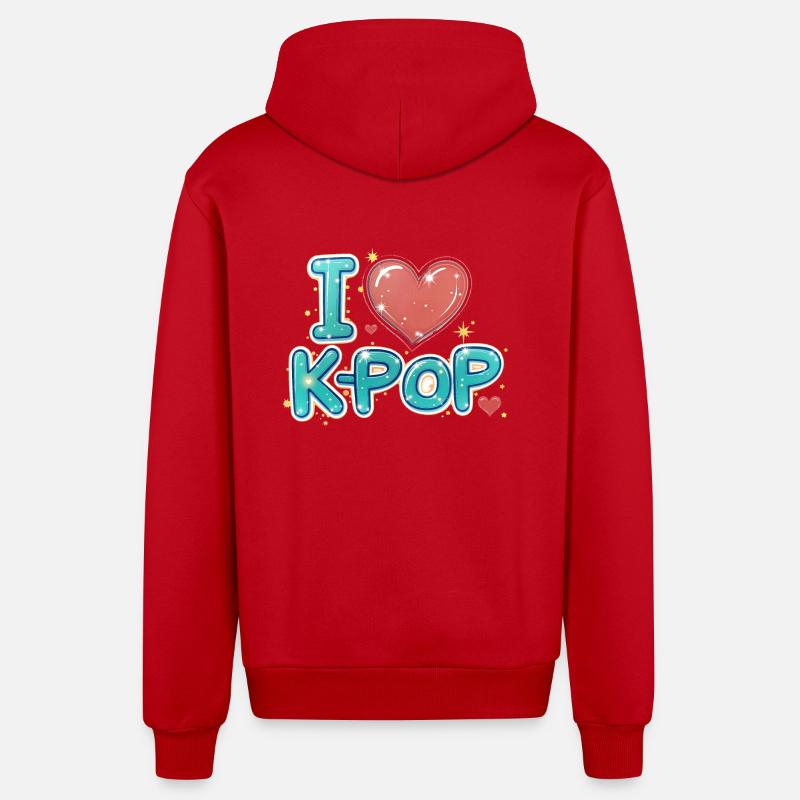 J’adore la K-pop - Veste à capuche bio décontractée fabriquée en UE - rouge