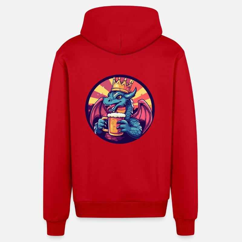 Drache Bier Comic - Organic Relaxed Kapuzenjacke Made in EU - Rot