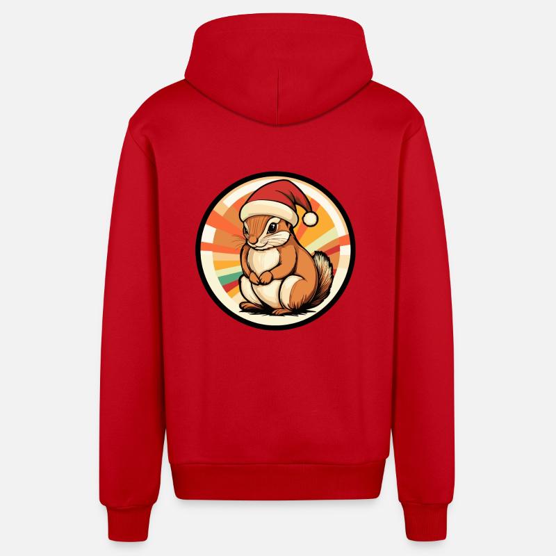 Écureuil Noël Animal - Veste à capuche bio décontractée fabriquée en UE - rouge