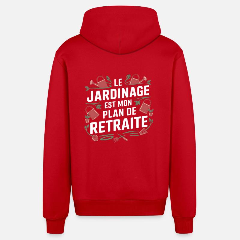 Plan Retraite - Veste à capuche bio décontractée fabriquée en UE - rouge