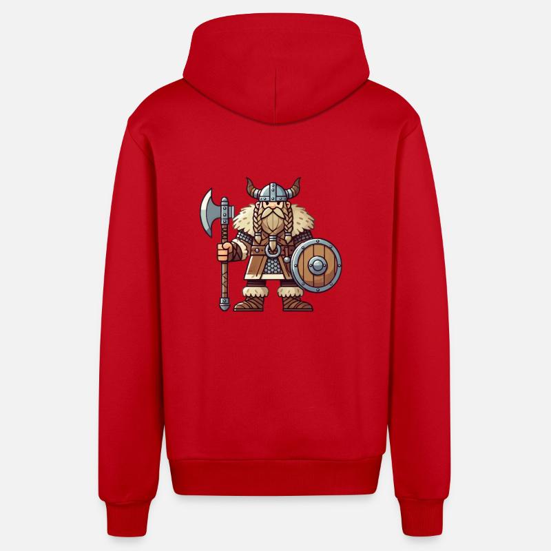 Bande dessinée viking - Veste à capuche bio décontractée fabriquée en UE - rouge