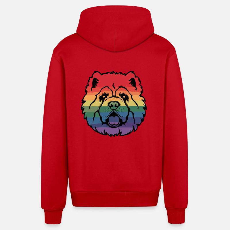 Chow chow arc-en-ciel - Veste à capuche bio décontractée fabriquée en UE - rouge