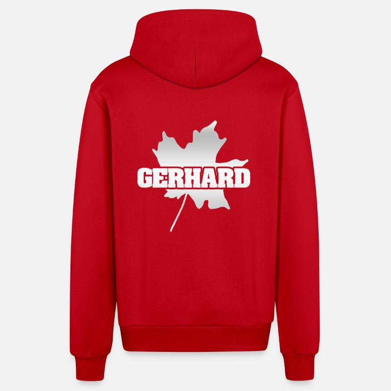 Gerhard - Veste à capuche bio décontractée fabriquée en UE - rouge