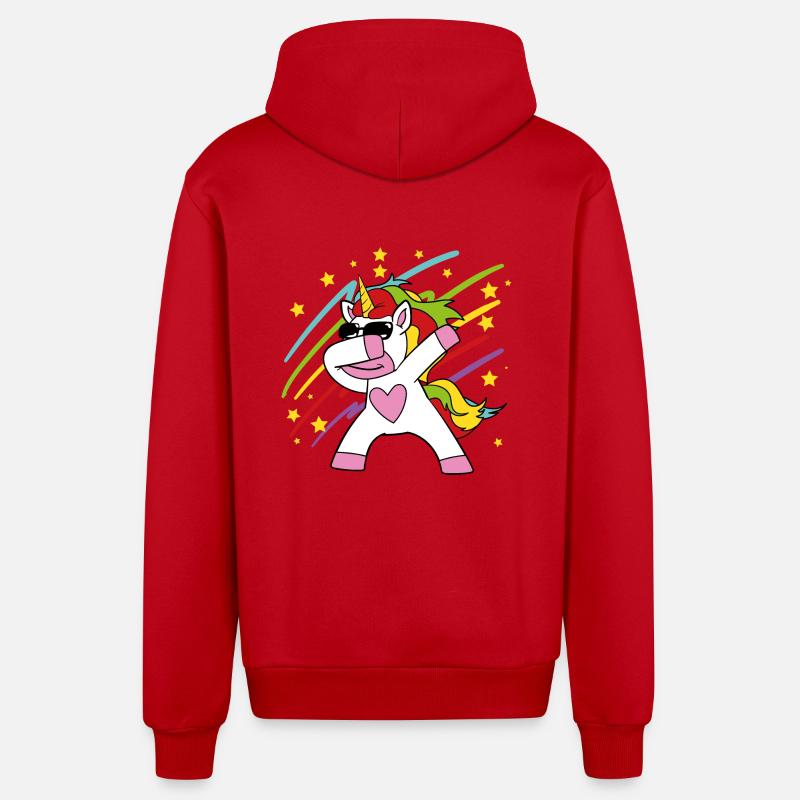 Tamponner, licorne - Veste à capuche bio décontractée fabriquée en UE - rouge