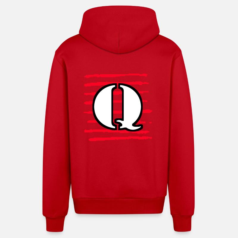 noir blanc rouge rayures q - Veste à capuche bio décontractée fabriquée en UE - rouge