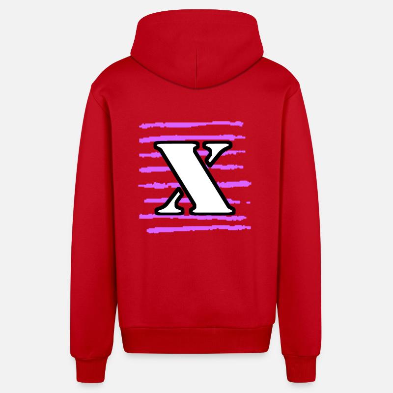 noir blanc violet rayé x - Veste à capuche bio décontractée fabriquée en UE - rouge