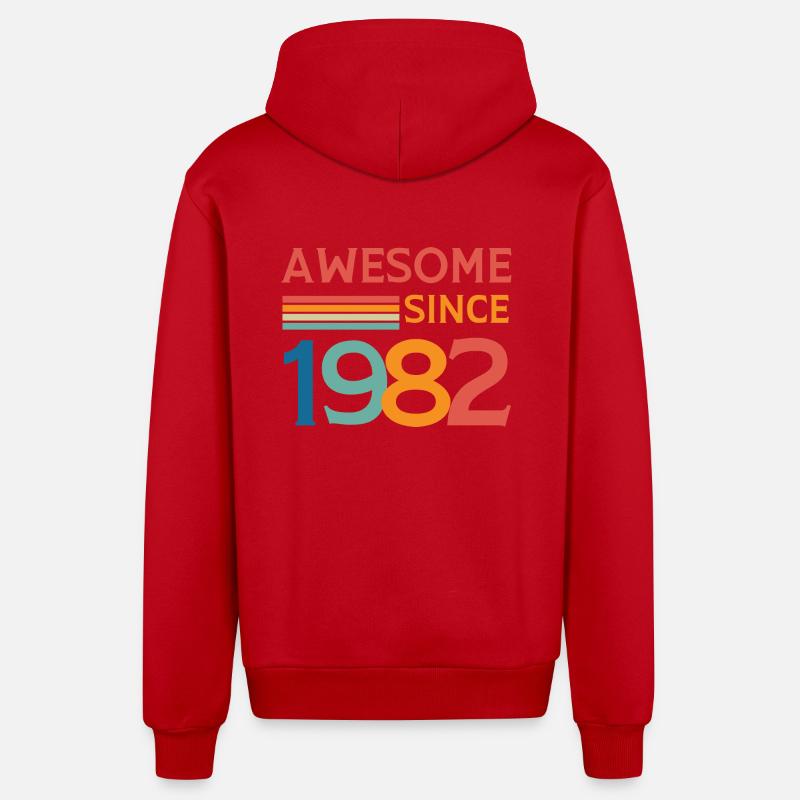 Awesome since 1982 - Veste à capuche bio décontractée fabriquée en UE - rouge