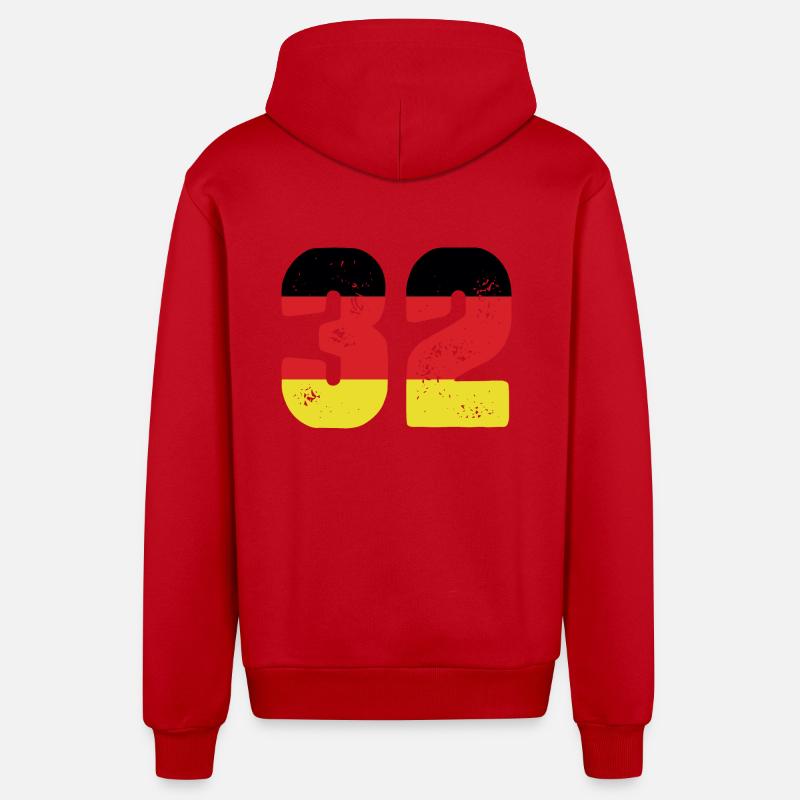 Maillot 32 numéros Allemagne - Veste à capuche bio décontractée fabriquée en UE - rouge